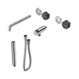 An image of Nero Tapware's Serenity Progressive Shower System With Spout With Verde Alpi Handle And Slim Shower Trim Kit Only Chrome