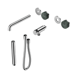 An image of Nero Tapware's Serenity Progressive Shower System With Spout With Verde Alpi Handle And Slim Shower Trim Kit Only Chrome