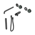 An image of Nero Tapware's Serenity Progressive Shower System With Spout With Verde Alpi Handle And Slim Shower Trim Kit Only Gun Metal