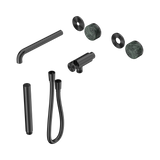 An image of Nero Tapware's Serenity Progressive Shower System With Spout With Verde Alpi Handle And Slim Shower Trim Kit Only Gun Metal