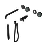 An image of Nero Tapware's Serenity Progressive Shower System With Spout With Verde Alpi Handle And Slim Shower Trim Kit Only Matt Black