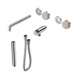 An image of Nero Tapware's Serenity Progressive Shower System With Spout With Rome Travertine Handle And Slim Shower Trim Kit Only Chrome