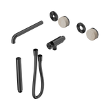 An image of Nero Tapware's Serenity Progressive Shower System With Spout With Rome Travertine Handle And Slim Shower Trim Kit Only Gun Metal