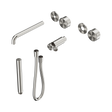 An image of Nero Tapware's Serenity Progressive Shower System With Spout With Metal Handle And Slim Shower Trim Kit Only Brushed Nickel