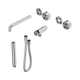 An image of Nero Tapware's Serenity Progressive Shower System With Spout With Metal Handle And Slim Shower Trim Kit Only Brushed Nickel
