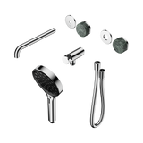 An image of Nero Tapware's Serenity Progressive Shower System With Spout With Verde Alpi Handle And Serenity Hand Shower Trim Kit Only Chrome