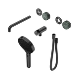 An image of Nero Tapware's Serenity Progressive Shower System With Spout With Verde Alpi Handle And Serenity Hand Shower Trim Kit Only Gun Metal