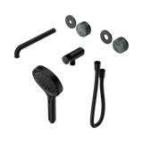 An image of Nero Tapware's Serenity Progressive Shower System With Spout With Verde Alpi Handle And Serenity Hand Shower Trim Kit Only Matt Black