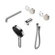 An image of Nero Tapware's Serenity Progressive Shower System With Spout With Rome Travertine Handle And Serenity Hand Shower Trim Kit Only Chrome