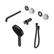 An image of Nero Tapware's Serenity Progressive Shower System With Spout With Rome Travertine Handle And Serenity Hand Shower Trim Kit Only Gun Metal