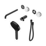An image of Nero Tapware's Serenity Progressive Shower System With Spout With Arabescato Corchia Handle And Serenity Hand Shower Trim Kit Only Gun Metal