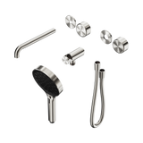 An image of Nero Tapware's Serenity Progressive Shower System With Spout With Metal Handle And Serenity Hand Shower Trim Kit Only Brushed Nickel