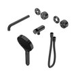 An image of Nero Tapware's Serenity Progressive Shower System With Spout With Metal Handle And Serenity Hand Shower Trim Kit Only Gun Metal