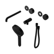 An image of Nero Tapware's Serenity Progressive Shower System With Spout With Metal Handle And Serenity Hand Shower Trim Kit Only Matt Black
