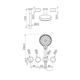 A line drawing of Nero Tapware's Serenity Progressive Shower System With Spout With Metal Handle And Serenity Hand Shower Trim Kit Only Matt Black