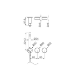 A line drawing of Nero Tapware's Serenity Progressive Shower System With Carrara Handle And Slim Shower Trim Kit Only Brushed Nickel
