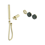 An image of Nero Tapware's Serenity Progressive Shower System With Verde Alpi Handle And Slim Shower Trim Kit Only Brushed Gold
