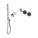 An image of Nero Tapware's Serenity Progressive Shower System With Verde Alpi Handle And Slim Shower Trim Kit Only Brushed Nickel