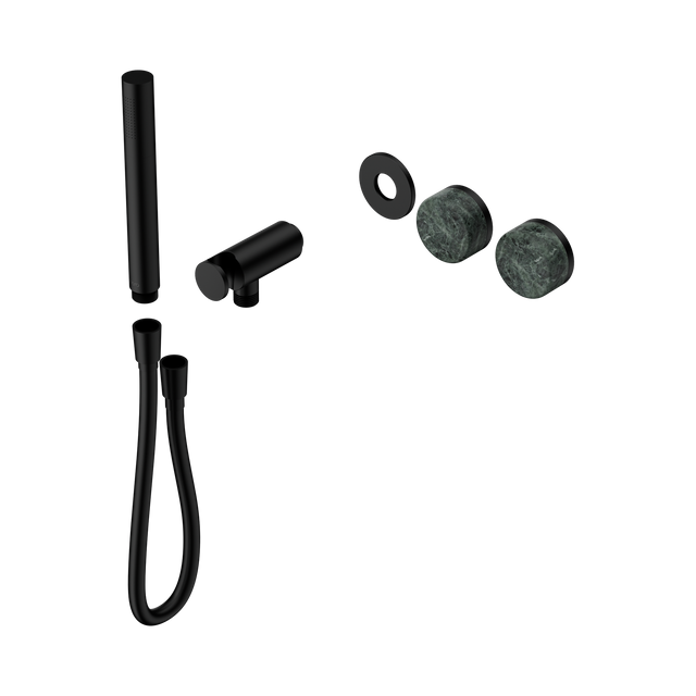 An image of Nero Tapware's Serenity Progressive Shower System With Verde Alpi Handle And Slim Shower Trim Kit Only Matt Black
