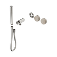 An image of Nero Tapware's Serenity Progressive Shower System With Rome Travertine Handle And Slim Shower Trim Kit Only Brushed Nickel
