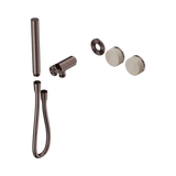 An image of Nero Tapware's Serenity Progressive Shower System With Rome Travertine Handle And Slim Shower Trim Kit Only Brushed Bronze