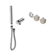 An image of Nero Tapware's Serenity Progressive Shower System With Rome Travertine Handle And Slim Shower Trim Kit Only Chrome