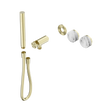 An image of Nero Tapware's Serenity Progressive Shower System With Arabescato Corchia Handle And Slim Shower Trim Kit Only Brushed Gold