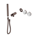 An image of Nero Tapware's Serenity Progressive Shower System With Arabescato Corchia Handle And Slim Shower Trim Kit Only Brushed Bronze