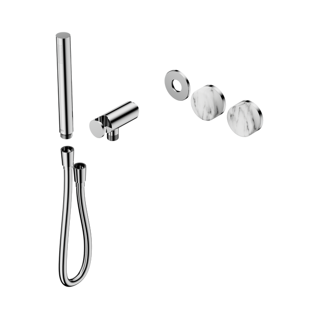 An image of Nero Tapware's Serenity Progressive Shower System With Arabescato Corchia Handle And Slim Shower Trim Kit Only Chrome