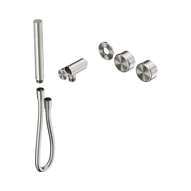 An image of Nero Tapware's Serenity Progressive Shower System With Metal Handle And Slim Shower Trim Kit Only Brushed Nickel