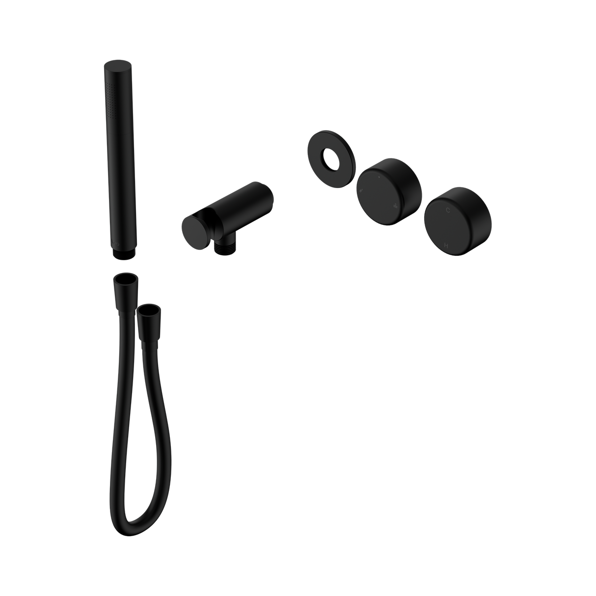 An image of Nero Tapware's Serenity Progressive Shower System With Metal Handle And Slim Shower Trim Kit Only Matt Black