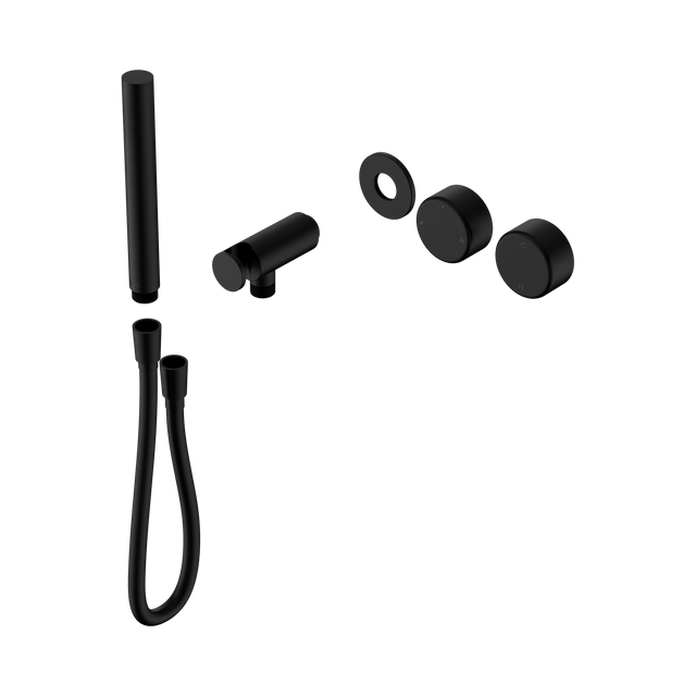 An image of Nero Tapware's Serenity Progressive Shower System With Metal Handle And Slim Shower Trim Kit Only Matt Black