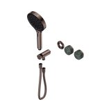 An image of Nero Tapware's Serenity Progressive Shower System With Verde Alpi Handle And Serenity Hand Shower Trim Kit Only Brushed Bronze