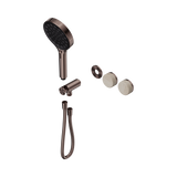 An image of Nero Tapware's Serenity Progressive Shower System With Rome Travertine Handle And Serenity Hand Shower Trim Kit Only Brushed Bronze