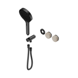 An image of Nero Tapware's Serenity Progressive Shower System With Rome Travertine Handle And Serenity Hand Shower Trim Kit Only Gun Metal