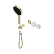 An image of Nero Tapware's Serenity Progressive Shower System With Arabescato Corchia Handle And Serenity Hand Shower Trim Kit Only Brushed Gold