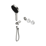 An image of Nero Tapware's Serenity Progressive Shower System With Arabescato Corchia Handle And Serenity Hand Shower Trim Kit Only Brushed Nickel