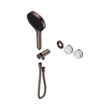 An image of Nero Tapware's Serenity Progressive Shower System With Arabescato Corchia Handle And Serenity Hand Shower Trim Kit Only Brushed Bronze