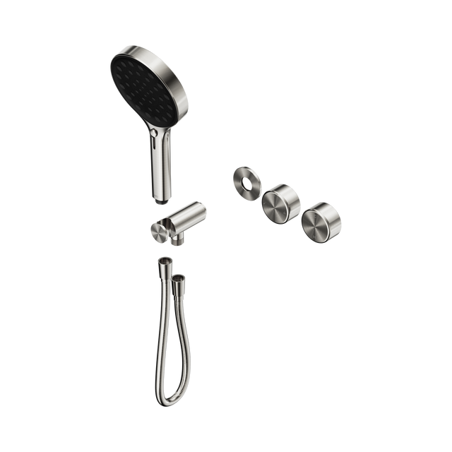 An image of Nero Tapware's Serenity Progressive Shower System With Metal Handle And Serenity Hand Shower Trim Kit Only Brushed Nickel