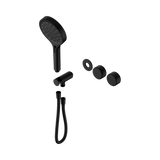 An image of Nero Tapware's Serenity Progressive Shower System With Metal Handle And Serenity Hand Shower Trim Kit Only Matt Black