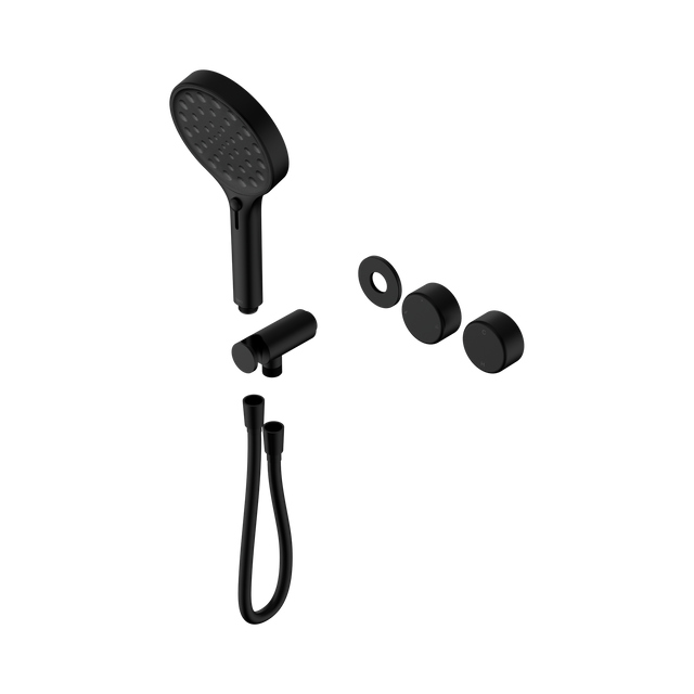 An image of Nero Tapware's Serenity Progressive Shower System With Metal Handle And Serenity Hand Shower Trim Kit Only Matt Black