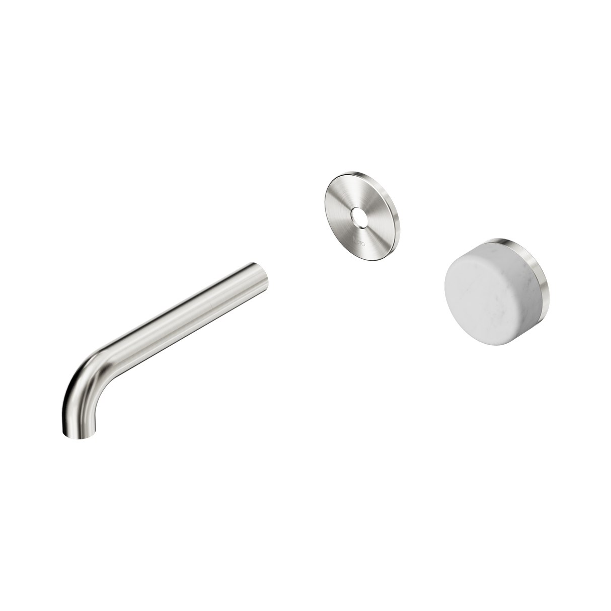 An image of Nero Tapware's Serenity Progressive Wall Basin Mixer 160mm Spout With Carrara Handle Trim Kit Only Brushed Nickel