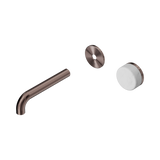 An image of Nero Tapware's Serenity Progressive Wall Basin Mixer 160mm Spout With Carrara Handle Trim Kit Only Brushed Bronze