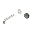 An image of Nero Tapware's Serenity Progressive Wall Basin Mixer 160mm Spout With Verde Alpi Handle Trim Kit Only Brushed Nickel