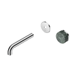 An image of Nero Tapware's Serenity Progressive Wall Basin Mixer 160mm Spout With Verde Alpi Handle Trim Kit Only Chrome