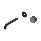 An image of Nero Tapware's Serenity Progressive Wall Basin Mixer 160mm Spout With Verde Alpi Handle Trim Kit Only Matt Black