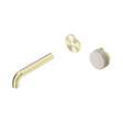 An image of Nero Tapware's Serenity Progressive Wall Basin Mixer 160mm Spout With Rome Travertine Handle Trim Kit Only Brushed Gold