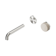 An image of Nero Tapware's Serenity Progressive Wall Basin Mixer 160mm Spout With Rome Travertine Handle Trim Kit Only Brushed Nickel