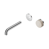 An image of Nero Tapware's Serenity Progressive Wall Basin Mixer 160mm Spout With Rome Travertine Handle Trim Kit Only Chrome