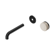 An image of Nero Tapware's Serenity Progressive Wall Basin Mixer 160mm Spout With Rome Travertine Handle Trim Kit Only Matt Black